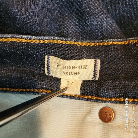 Madewell Jeans Size 27 Skinny 9" High Rise Tummy Control Larkspur Wash F8990 - Picture 5 of 12